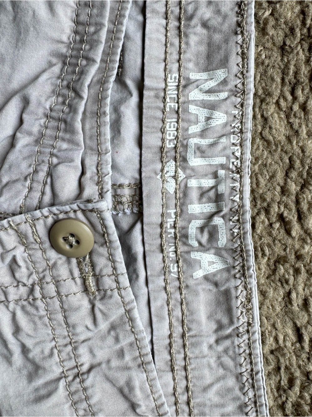 Nautica Khaki Beige Casual Cotton Shorts - Picture 2 of 5